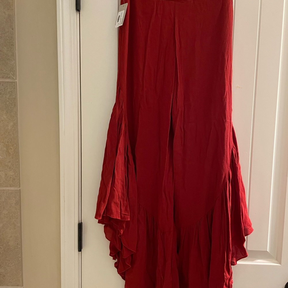 Flowy design culotte pants burnt orange